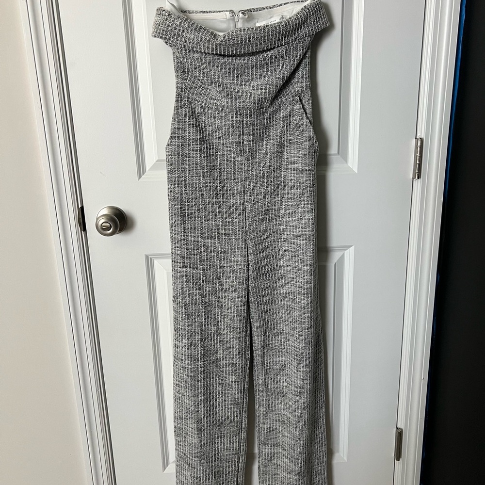 Altar'd State Gray Strapless Jumpsuit Sleek Minimalist Design